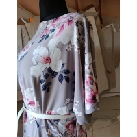 Luźna Sukienka KIMONO białe Kwiaty magnolii 2XL/3XL